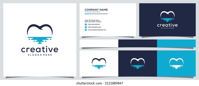 Creative modern dental on the beach logo design