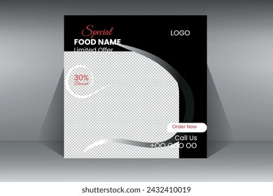 CREATIVE MODERN DESIGN BLACK COLOR FOOD SOCIAL MEDIA POST TEMPLATE