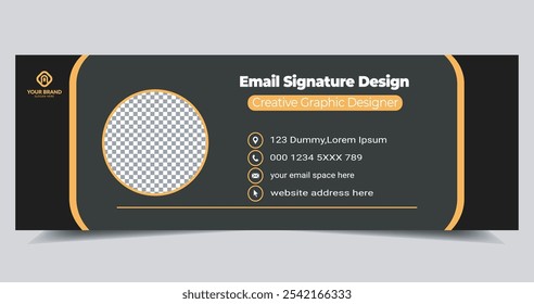 Creative modern and different stylish email signature template with author photo place. 