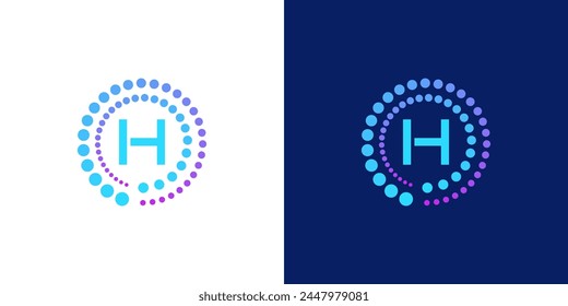 creative modern digital technology letter H logo. with abstract circular dots. logo can be used for technology, digital, connection, data