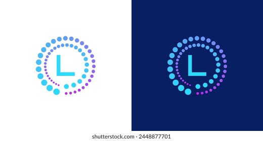 logotipo moderno creativo de la letra L de la tecnología digital. con los puntos circulares abstractos. logotipo se puede utilizar para la tecnología, digital, conexión, datos