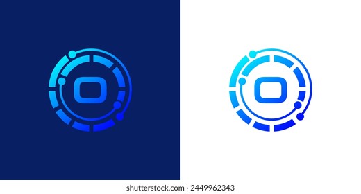 creative modern digital technology letter O icon logo design. with dotted circular Lines and abstract connection points. on white and black background logo can be used for technology, digital, connect