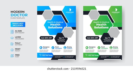 Creative and Modern Doctor Medical Health Flyer Template Design