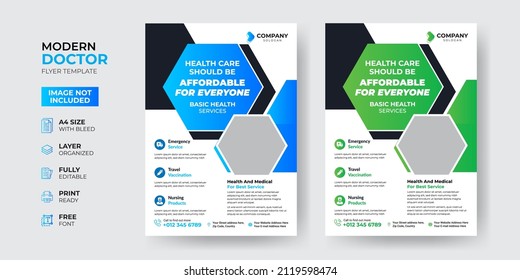 Creative and Modern Doctor Medical Health Flyer Template Design