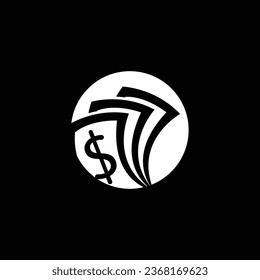 Logo Creativo Moderno en Dólar. Logo en blanco y negro. Usable para logotipos de empresas. Elemento de plantilla de diseño de logotipo de vectores planos
