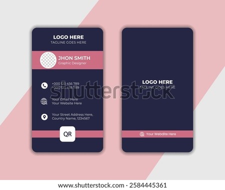 Creative modern , double-side business card template, personal visiting card, vector illustration .