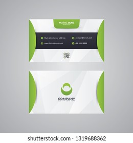 Creative and Modern Double-sided Business Card Template. Green,Black and White Colors. Flat Design Vector Illustration. Stationery Design