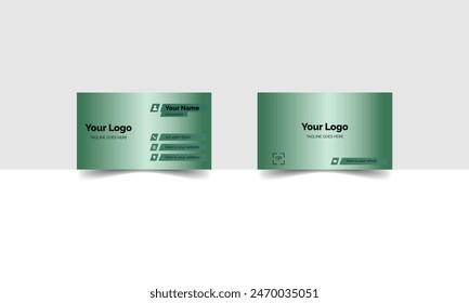 Creative modern double-sided business card. green and white gradient color combination. Simple card design creative and clean business card template. Horizontal card mockup. For professional business.