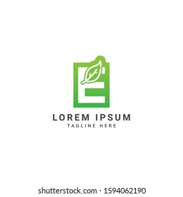 creative and modern E letter logo with green leaves. Vector design template elements for your ecology application or corporate identity.