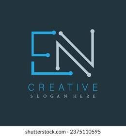 Creative and modern E and N logo design vector on gray background