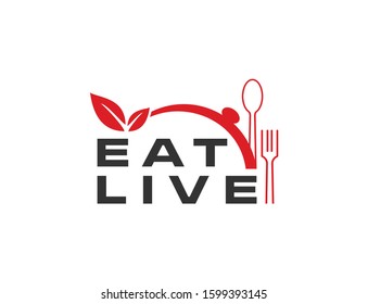 Creative Modern Eat live logo design Illustration