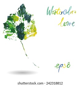 Creative modern eco tree leaf logo painted in watercolor