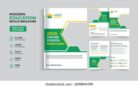 Creative and modern education admission bifold brochure template