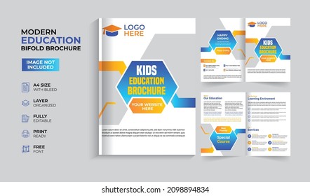 Creative and modern education admission bifold brochure template