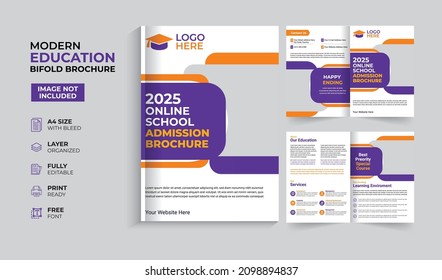 Creative and modern education admission bifold brochure template