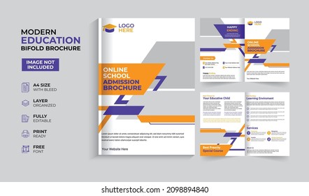 Creative and modern education admission bifold brochure template