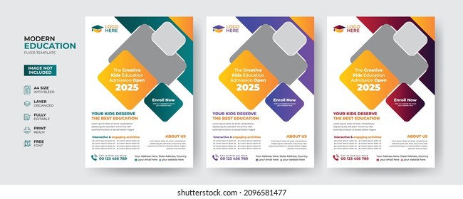 Creative and modern education admission flyer template