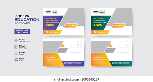 Creative and modern education admission post card template