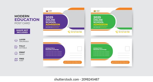 Creative and modern education admission post card template