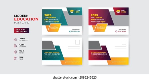 Creative and modern education admission post card template