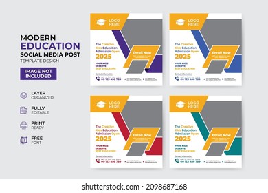 Creative and modern education admission social media post template