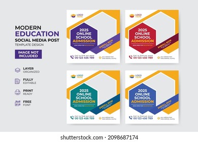 Creative and modern education admission social media post template
