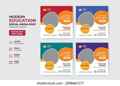 Creative and modern education admission social media post template