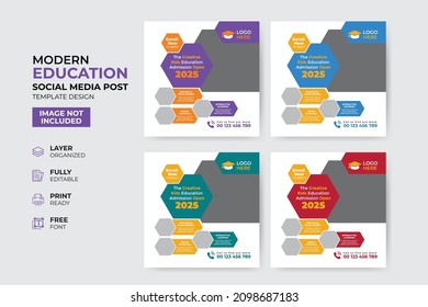 Creative and modern education admission social media post template