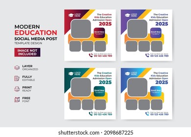 Creative and modern education admission social media post template