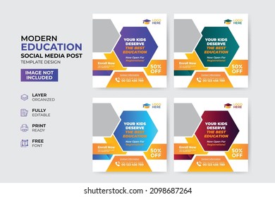 Creative and modern education admission social media post template