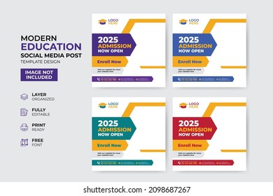 Creative and modern education admission social media post template