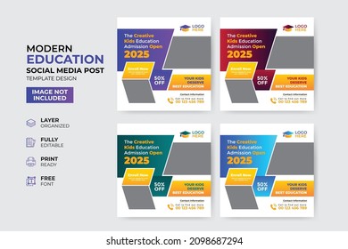 Creative and modern education admission social media post template