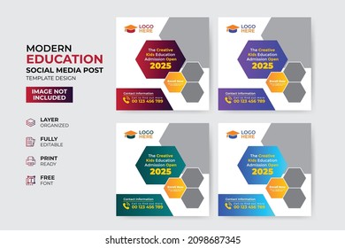 Creative and modern education admission social media post template