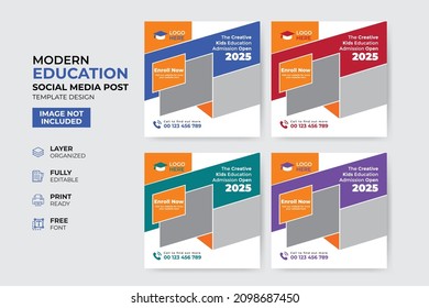 Creative and modern education admission social media post template