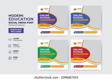 Creative and modern education admission social media post template