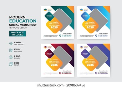 Creative and modern education admission social media post template