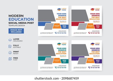 Creative and modern education admission social media post template