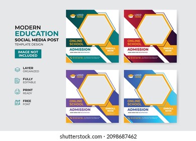 Creative and modern education admission social media post template