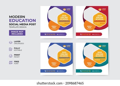 Creative and modern education admission social media post template