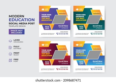 Creative and modern education admission social media post template