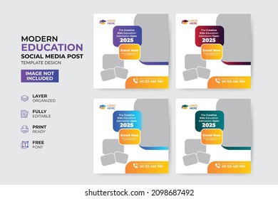 Creative and modern education admission social media post template
