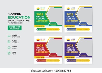 Creative and modern education admission social media post template