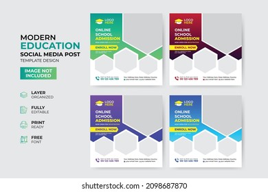 Creative and modern education admission social media post template