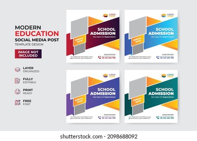Creative and modern education admission social media post template
