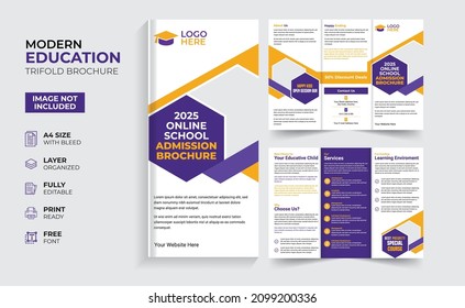 Creative and modern education admission trifold brochure template