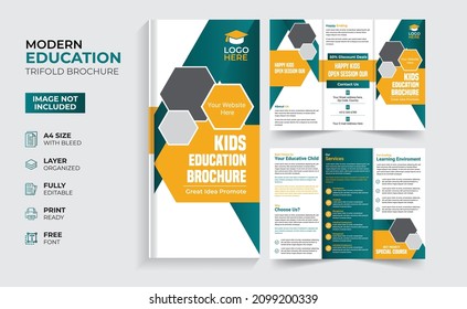 Creative and modern education admission trifold brochure template