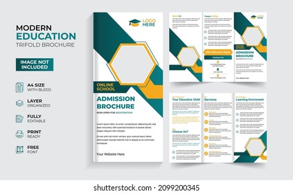 Creative and modern education admission trifold brochure template
