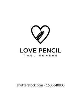 Creative modern Education logo design illustration using pencil and heart icon template