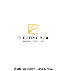 Creative modern electric sign connect with box sign logo design
