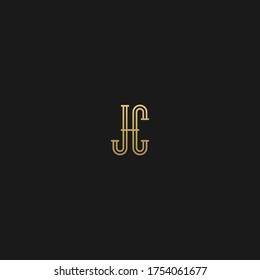 Creative modern elegant black and golden color JC CJ J C initial based letter icon logo.